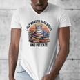 Retro I Just Want To Read Books And Pet Cats Cat Men's V-Neck T-Shirt
