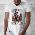Salem Witch Book Club Bookish Retro Halloween Cat Men's V-Neck T-Shirt