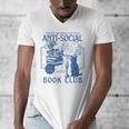 Sarcastic Anti Social Book Club Cat Skull Book Lover Men's V-Neck T-Shirt Sarcastic Anti Social Book Club Cat Skull Book Lover Men's V-Neck T-Shirt