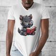 Scottish Terrier Reading a Book Dog Men's V-Neck T-Shirt Scottish Terrier Reading a Book Dog Men's V-Neck T-Shirt