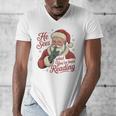 He Sees What You'Ve Been Reading Bookish Christmas Humor Men's V-Neck T-Shirt He Sees What You'Ve Been Reading Bookish Christmas Humor Men's V-Neck T-Shirt