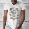 She Blooms Among The Pages Women Mom Wife Floral Book Lover Premium Tri-Blend Men's V-Neck T-Shirt