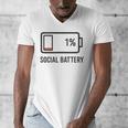 Social Battery 1 Shirt Introvert Anti Social Tee Gif Men's V-Neck T-Shirt