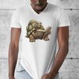 Sulcata Tortoise Reading A Book Men's V-Neck T-Shirt Sulcata Tortoise Reading A Book Men's V-Neck T-Shirt