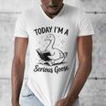 Today I'm A Serious Goose Animal Reading Book Lovers Men's V-Neck T-Shirt