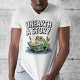 Unearth a Story Frog Reading a Book Summer 2026 Premium Tri-Blend Men's V-Neck T-Shirt