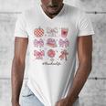 Valentine Teacher Cute Bows Apple Globe Pencil Books Art Men's V-Neck T-Shirt Valentine Teacher Cute Bows Apple Globe Pencil Books Art Men's V-Neck T-Shirt