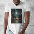 Vintage Ghost Book Reading Camping Gothic Halloween Teachers Men's V-Neck T-Shirt