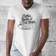 Vintage Retro Coffee Books & Cat Naps Men's V-Neck T-Shirt