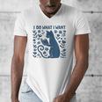 I Do What I Want Cat Reading Book Boho Flowers Vintage Men's V-Neck T-Shirt