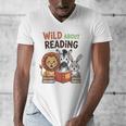 Wild About Reading Zoo Animals For Bookworm Book Reader Men's V-Neck T-Shirt Wild About Reading Zoo Animals For Bookworm Book Reader Men's V-Neck T-Shirt