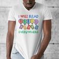 I Will Read Books Everywhere Across America Child Readers Men's V-Neck T-Shirt I Will Read Books Everywhere Across America Child Readers Men's V-Neck T-Shirt