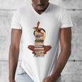 Woman And Books Stack Afro Girl Book Lover Men's V-Neck T-Shirt Woman And Books Stack Afro Girl Book Lover Men's V-Neck T-Shirt
