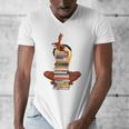 Woman And Books Stack Afro Girl Book Lover Premium Tri-Blend Men's V-Neck T-Shirt