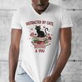 Women's Cat Books Romantic Floral Aesthetic Book Lover Cat Owner Men's V-Neck T-Shirt Women's Cat Books Romantic Floral Aesthetic Book Lover Cat Owner Men's V-Neck T-Shirt