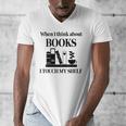 Women's When I Think About Books I Touch My Shelf Book Lover Bookish Men's V-Neck T-Shirt Women's When I Think About Books I Touch My Shelf Book Lover Bookish Men's V-Neck T-Shirt