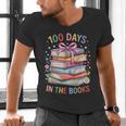 100 Days In The Books Cute Book 100 Days Of School Teachers Men's V-Neck T-Shirt 100 Days In The Books Cute Book 100 Days Of School Teachers Men's V-Neck T-Shirt