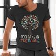 100 Days In The Books Tree Reading Teacher Student 100th Day Men's V-Neck T-Shirt