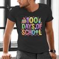 100 Days Of School Book Pencil Teachers Girls Kids 100th Day Men's V-Neck T-Shirt 100 Days Of School Book Pencil Teachers Girls Kids 100th Day Men's V-Neck T-Shirt