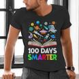 100th Day Of School Astronaut Books Space 100 Days Smarter Men's V-Neck T-Shirt