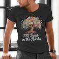 100th Day Of School Books Tree Reading Men's V-Neck T-Shirt