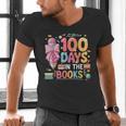 100th Day Of School Teacher Floral 100 Days In The Books Men's V-Neck T-Shirt 100th Day Of School Teacher Floral 100 Days In The Books Men's V-Neck T-Shirt