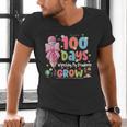100th Day Of School Teacher Women Floral Books Men's V-Neck T-Shirt