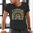 100th Day Of School Teachers Students Women Floral Books Men's V-Neck T-Shirt