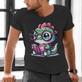 Adorable Book Lover Basilisk With Reading Glasses Cute Men's V-Neck T-Shirt