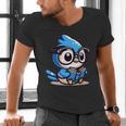 Adorable Book Lover Blue Jay With Reading Glasses Cute Men's V-Neck T-Shirt Adorable Book Lover Blue Jay With Reading Glasses Cute Men's V-Neck T-Shirt