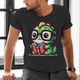 Adorable Book Lover Iguana With Reading Glasses Cute Men's V-Neck T-Shirt