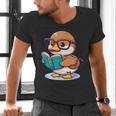 Adorable Book Lover Mallard Duck With Reading Glasses Cute Men's V-Neck T-Shirt