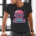 Adorable Book Lover Octopus With Reading Glasses Cute Men's V-Neck T-Shirt Adorable Book Lover Octopus With Reading Glasses Cute Men's V-Neck T-Shirt