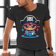 Adorable Book Lover Pirate With Reading Glasses Cute Men's V-Neck T-Shirt