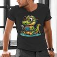 Alligator Reading a Book Animal Men's V-Neck T-Shirt