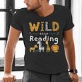 Animal Print Read A Book Character Kids Wild About Reading Men's V-Neck T-Shirt Animal Print Read A Book Character Kids Wild About Reading Men's V-Neck T-Shirt