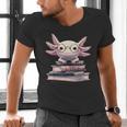 Axolotl Books Readsalotl Reading Bookworm Kawaii Axolotl Men's V-Neck T-Shirt Axolotl Books Readsalotl Reading Bookworm Kawaii Axolotl Men's V-Neck T-Shirt