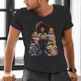 Back To School Afro Melanin Girl Reading Book Bookworm Men's V-Neck T-Shirt