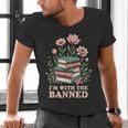 Im With The Banned Floral Flower Book Lover Men's V-Neck T-Shirt