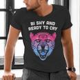 Bi Shy And Ready To Cry Bisexual Introvert Bi Pride Men's V-Neck T-Shirt