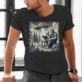 Bigfoot With Alien Reading A Book Bigfoot And UFO Men's V-Neck T-Shirt Bigfoot With Alien Reading A Book Bigfoot And UFO Men's V-Neck T-Shirt