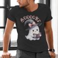 Boo Ghost Books Coquette Bow Halloween Women School Teacher Men's V-Neck T-Shirt