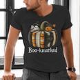 Boo-Kmarked Fall Pumpkin Books Halloween Teacher Teaching Men's V-Neck T-Shirt Boo-Kmarked Fall Pumpkin Books Halloween Teacher Teaching Men's V-Neck T-Shirt