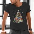 Book Christmas Tree Teacher Book Lover Crew Neck Modern Classic Christmas Small Short Sleeve -Adults -Kids Men's V-Neck T-Shirt