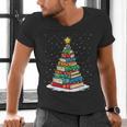 Book Christmas Tree Xmas Lights Book Lover Teacher Librarian Men's V-Neck T-Shirt Book Christmas Tree Xmas Lights Book Lover Teacher Librarian Men's V-Neck T-Shirt