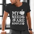 Book Coffee Dog Book My Needs Are Simple Men Women Kids Men's V-Neck T-Shirt