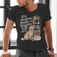 Book And Dog Lover Bookworm Reader Book Lover Men's V-Neck T-Shirt