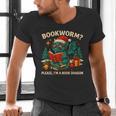Book Dragon Christmas Reading For Fantasy Lovers Men's V-Neck T-Shirt