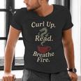 Book Dragon Fantasy Reader Cozy Reading Book Lover Dragon Men's V-Neck T-Shirt Book Dragon Fantasy Reader Cozy Reading Book Lover Dragon Men's V-Neck T-Shirt