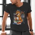Book Dragon Reading Book Lover Men's V-Neck T-Shirt Book Dragon Reading Book Lover Men's V-Neck T-Shirt